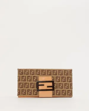 Fendi Beige Zucchino Canvas Continental Wallet