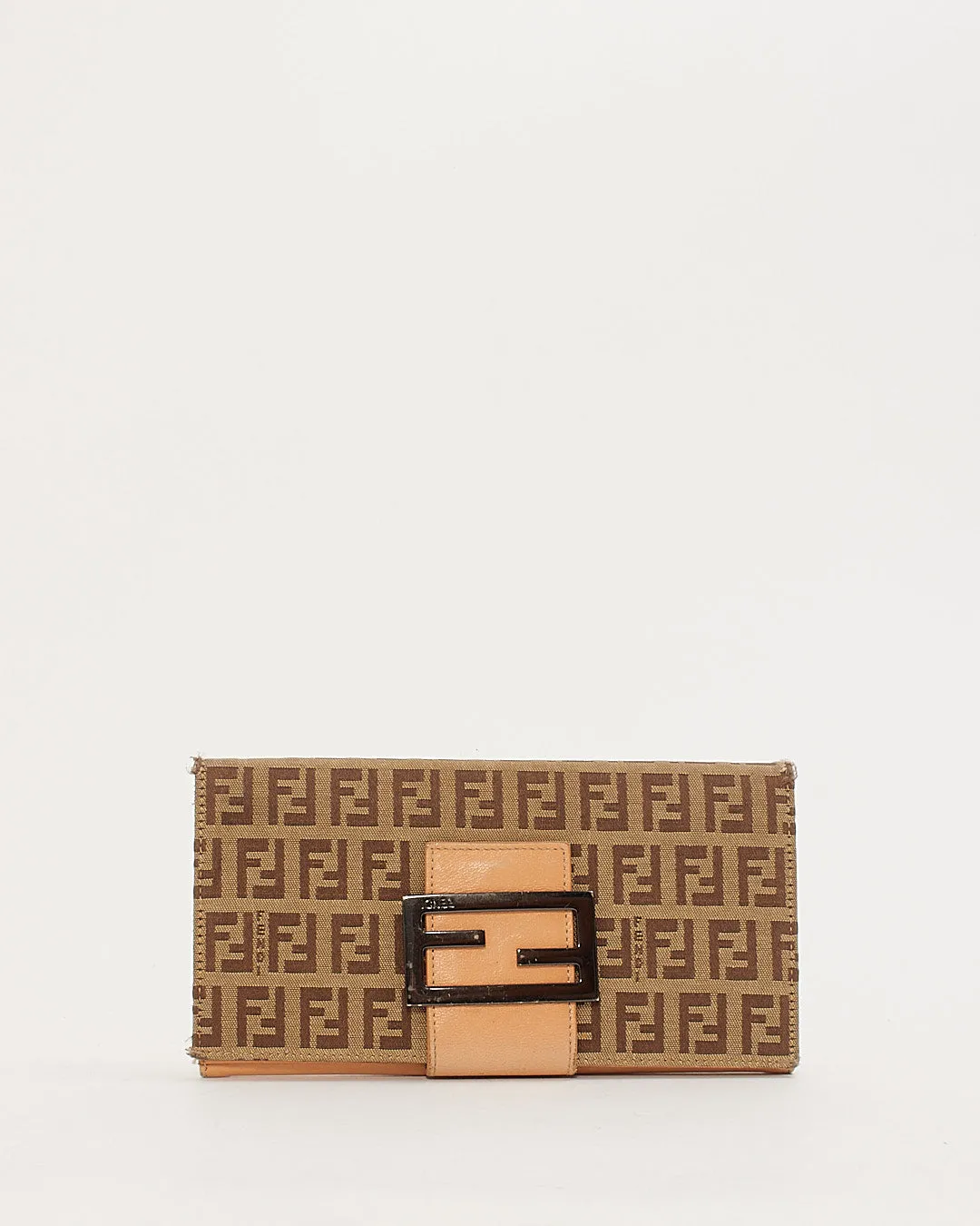 Fendi Beige Zucchino Canvas Continental Wallet