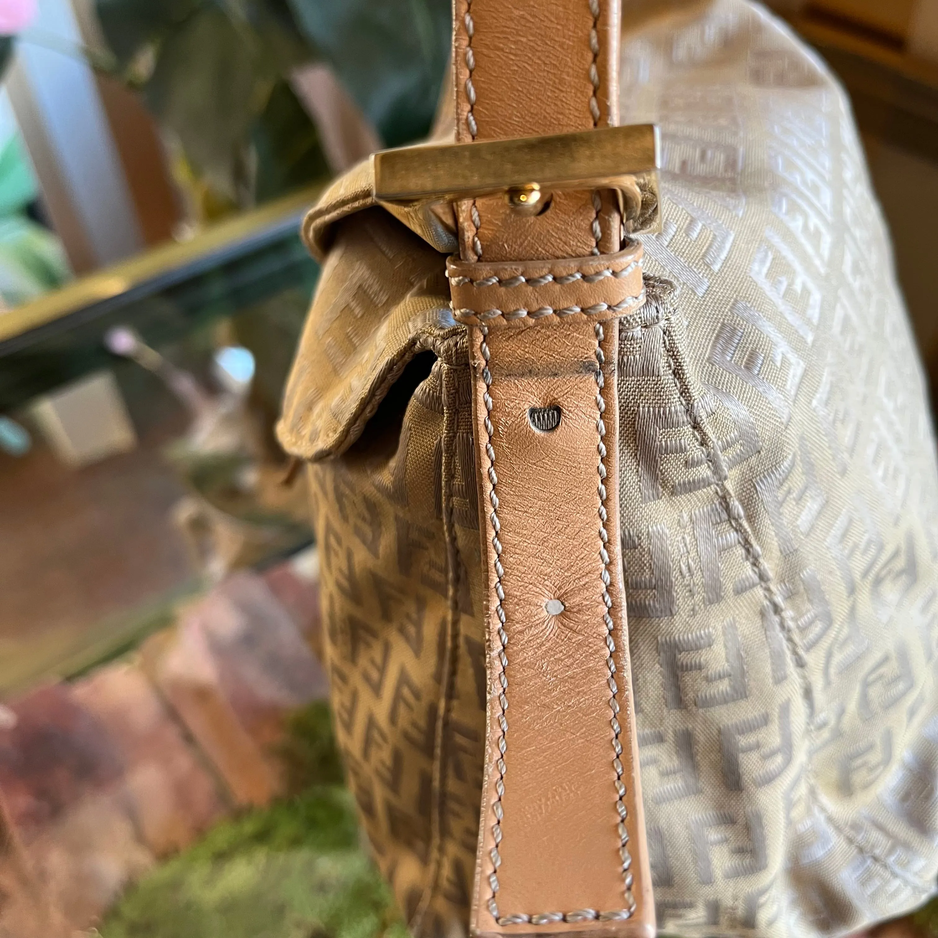 FENDI Mamma Zucchino Brown Canvas Shoulder Bag