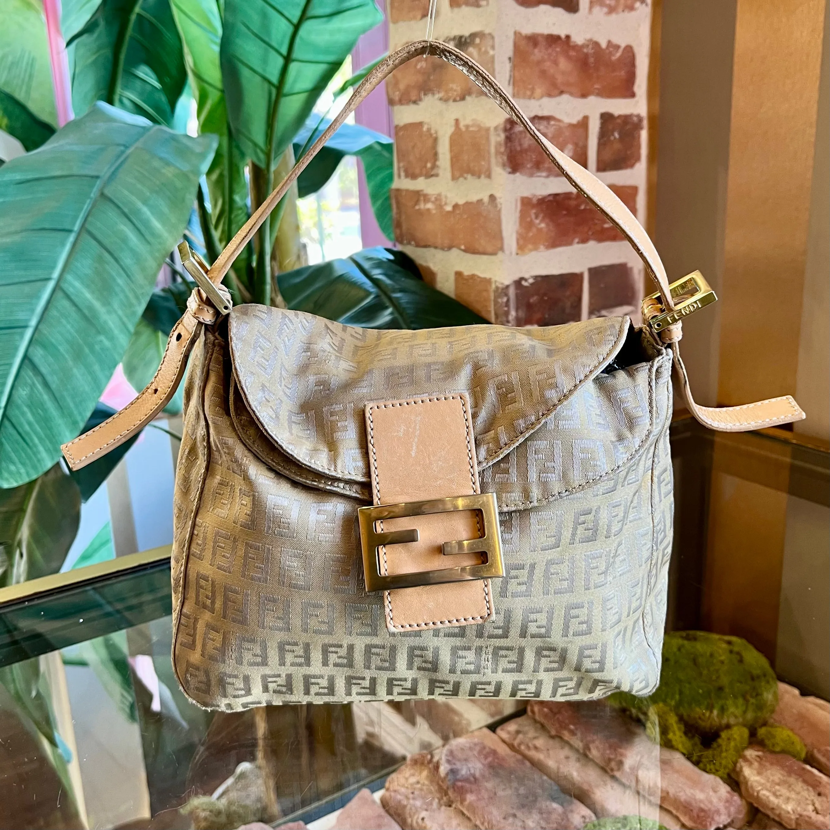 FENDI Mamma Zucchino Brown Canvas Shoulder Bag