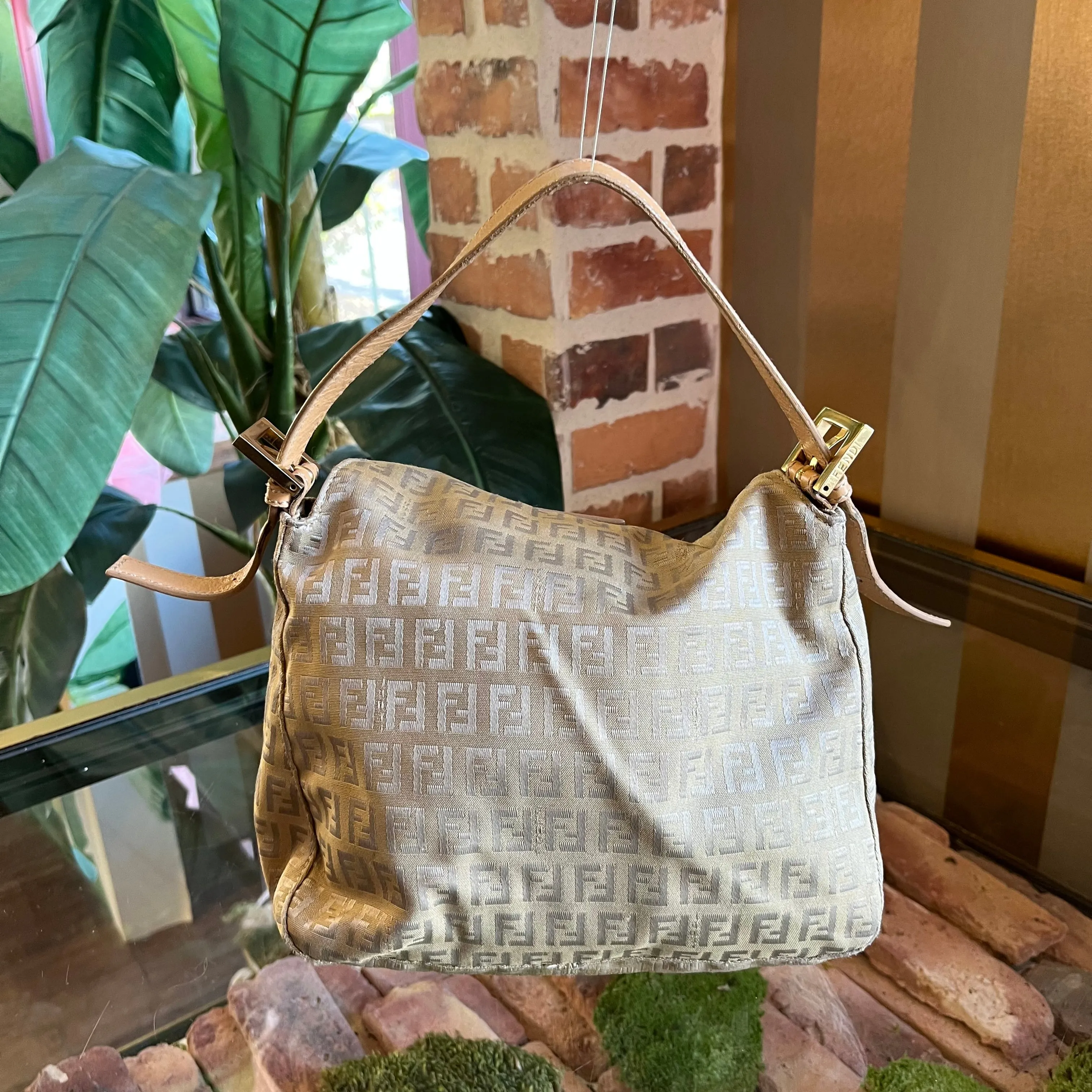 FENDI Mamma Zucchino Brown Canvas Shoulder Bag