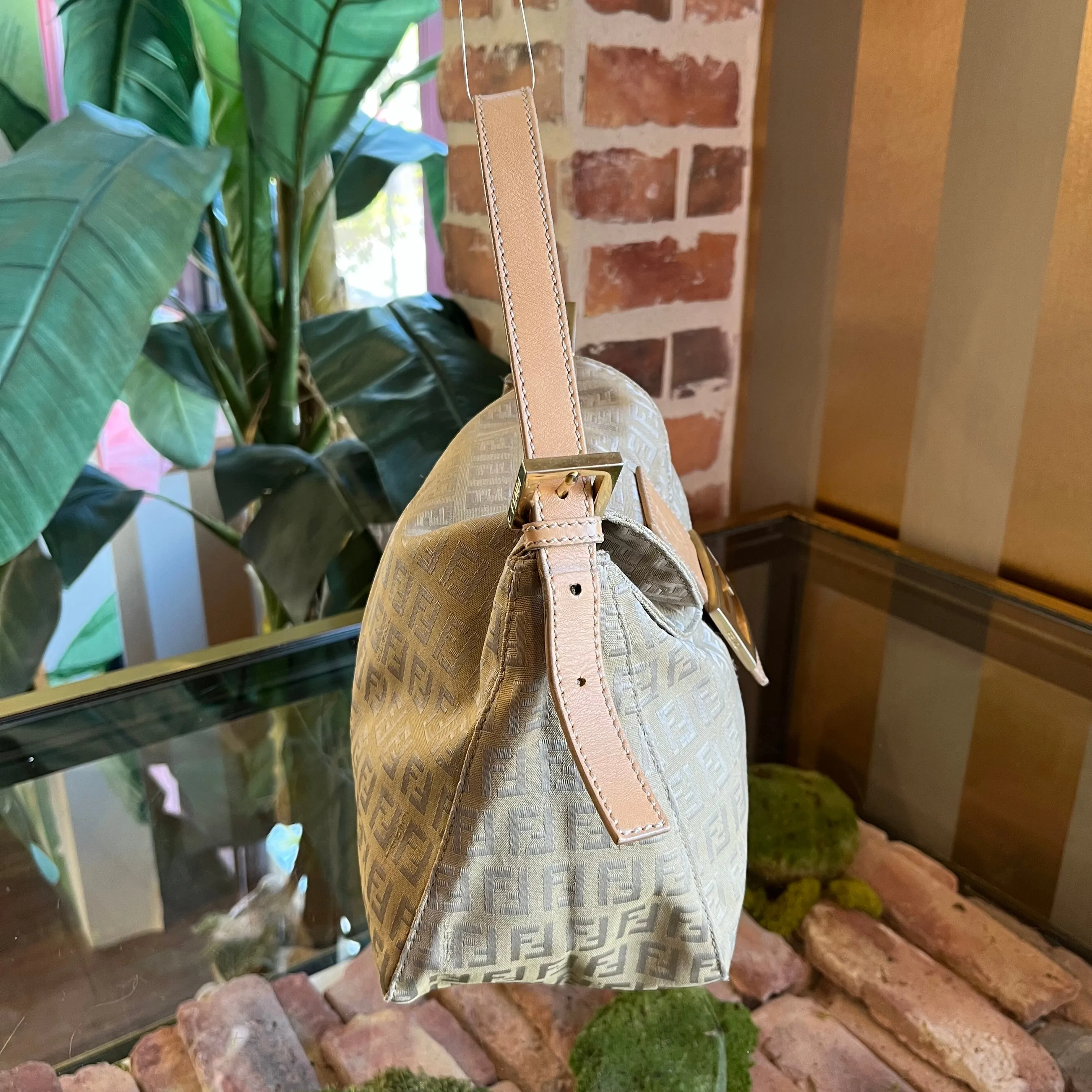 FENDI Mamma Zucchino Brown Canvas Shoulder Bag