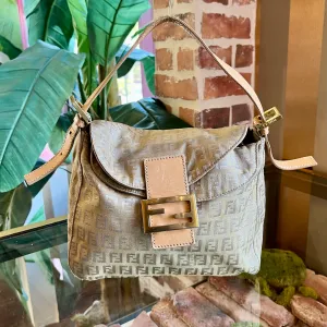 FENDI Mamma Zucchino Brown Canvas Shoulder Bag