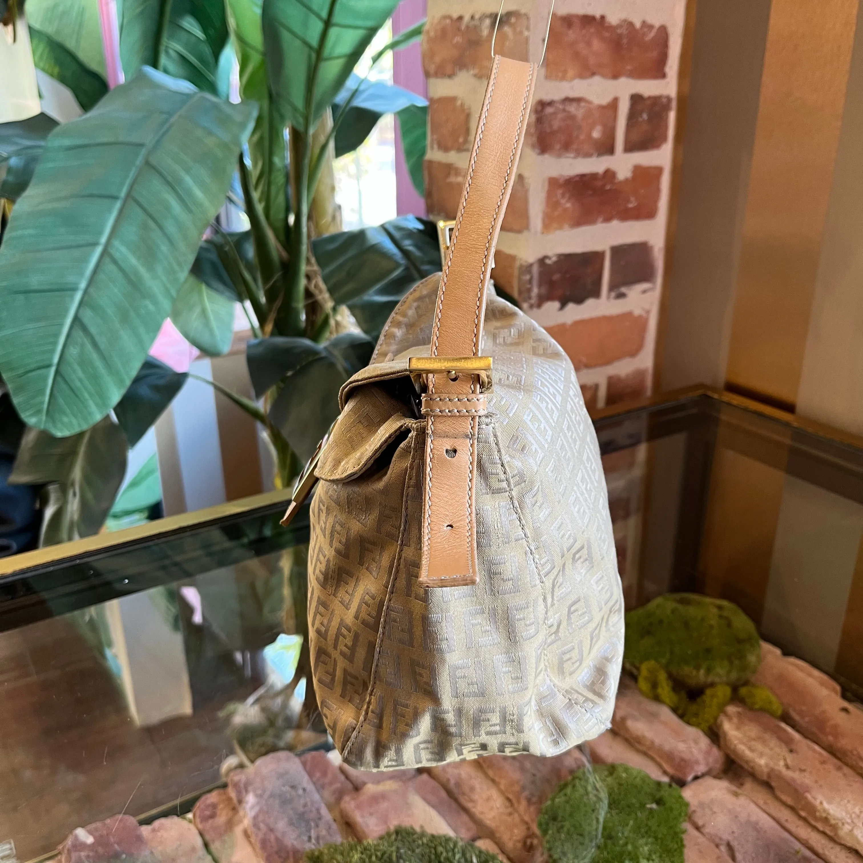 FENDI Mamma Zucchino Brown Canvas Shoulder Bag