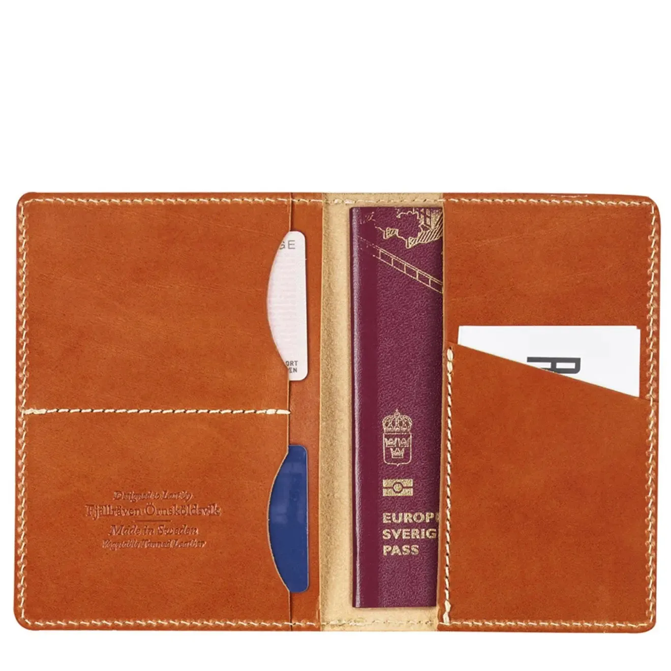 Fjallraven Leather Passport Cover Leather Cognac