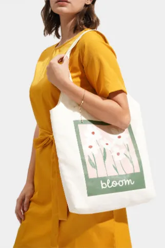 Floral Print Canvas Tote Bag