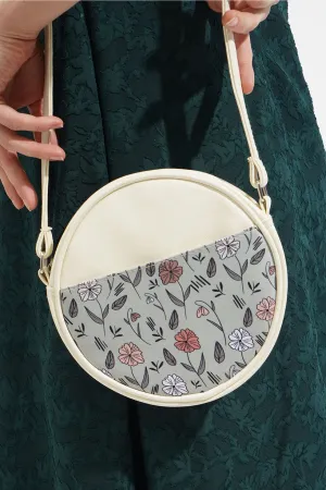 Floral Print Round Sling Bag
