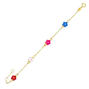 Flower Enamel Bracelet 14K