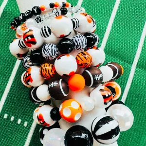 Football Beaded Bracelet Set  Cincinnati Friendship Bracelet  Stacking Bracelets  Go Football Set - 6 inches