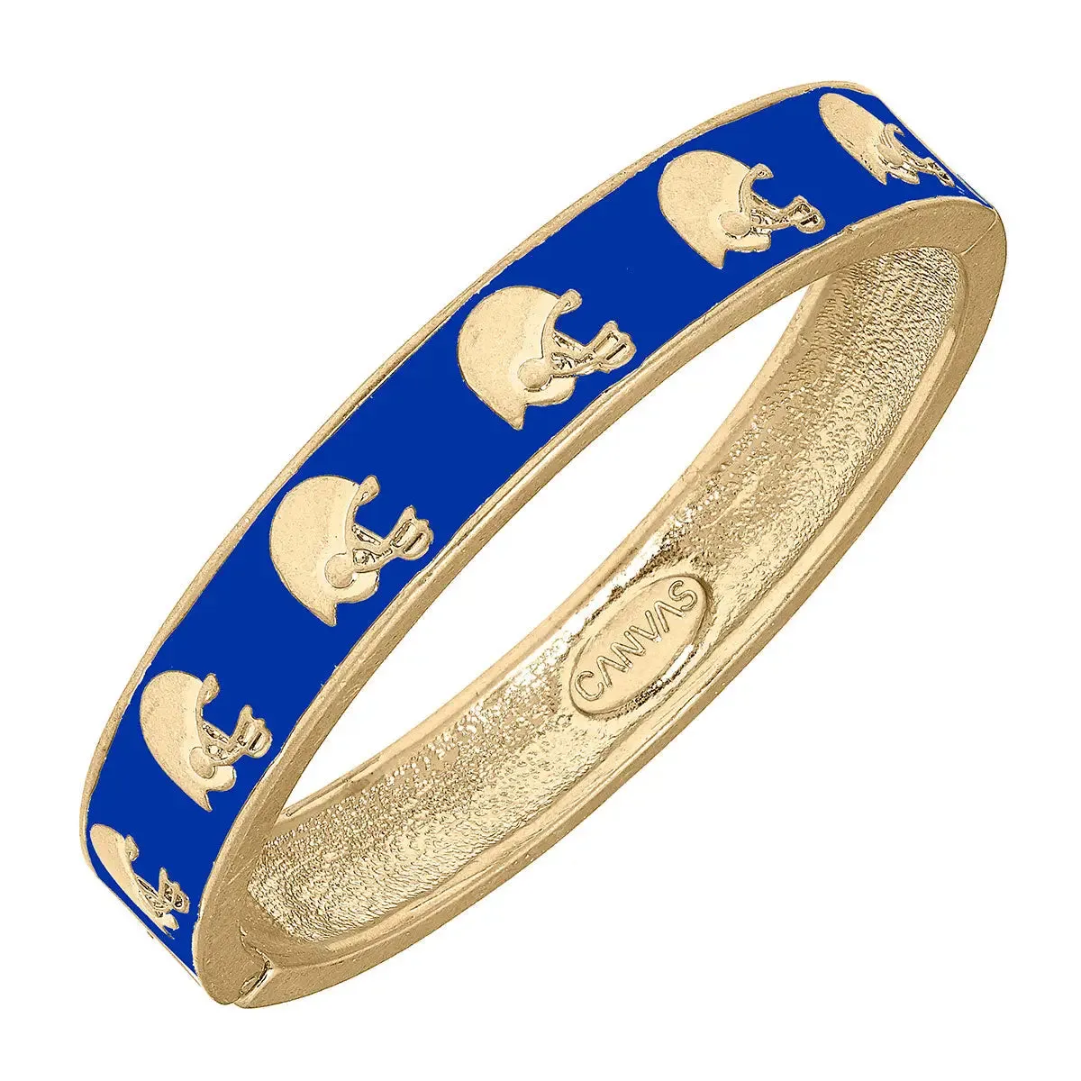Game Day Enamel Football Helmet Hinge Bangle - Blue