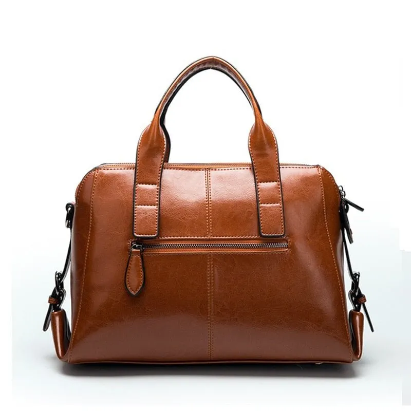 Genuine Cowhide Leather Brown Satchel bag