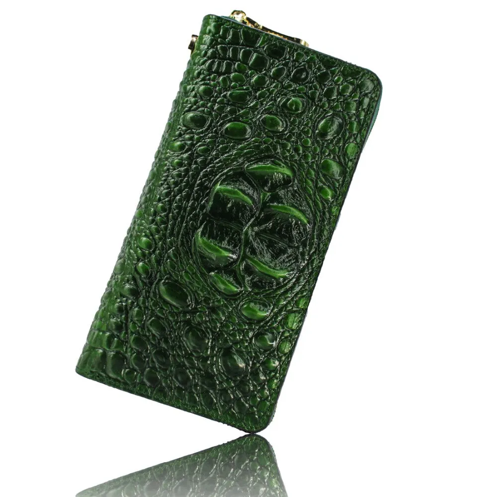 Genuine leather accept custom logo wholesale European and Americanstyle embossed tassel zipper wallet multi-card position purses