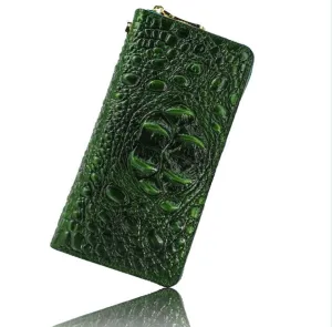 Genuine leather accept custom logo wholesale European and Americanstyle embossed tassel zipper wallet multi-card position purses