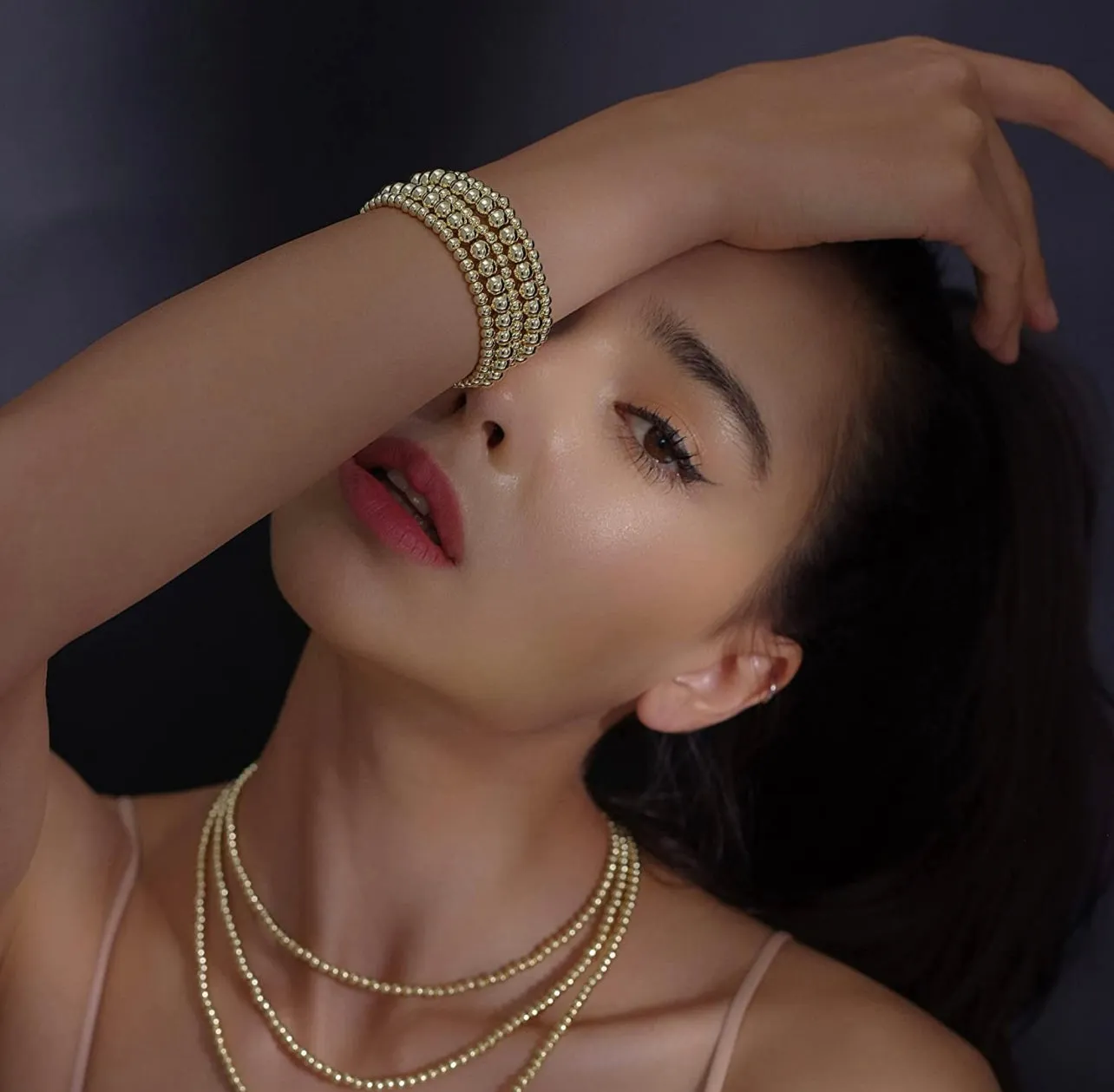 Gigi 14k Gold Plated Beaded Bracelet Set Of 5