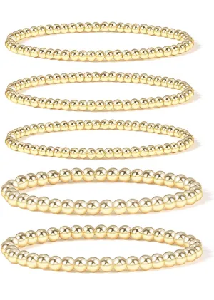 Gigi 14k Gold Plated Beaded Bracelet Set Of 5
