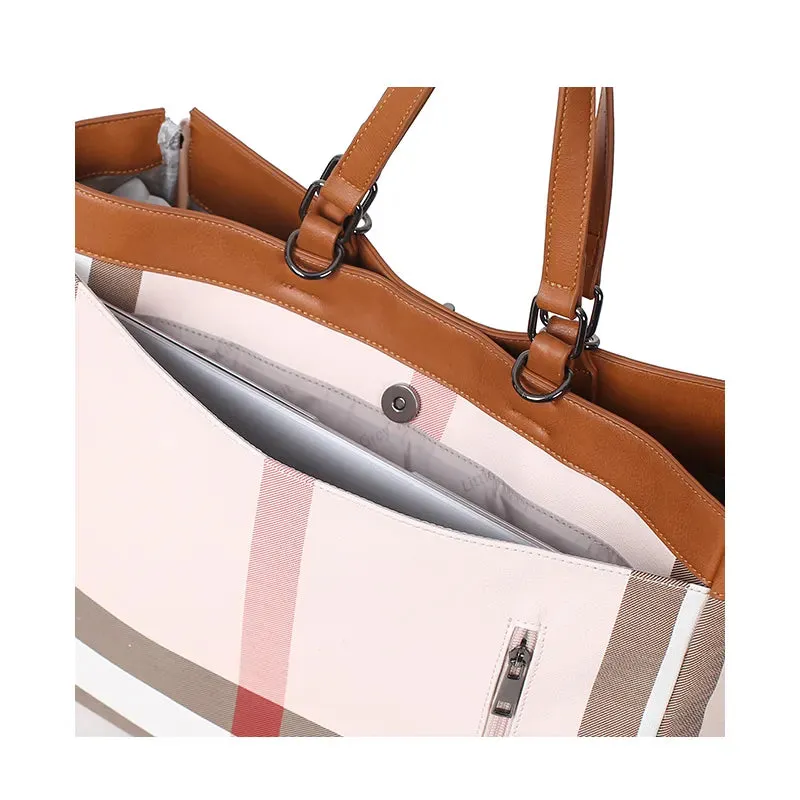 Ginger Striped Easy Travel Handbag Backpack Diaper Bag with Stroller Straps