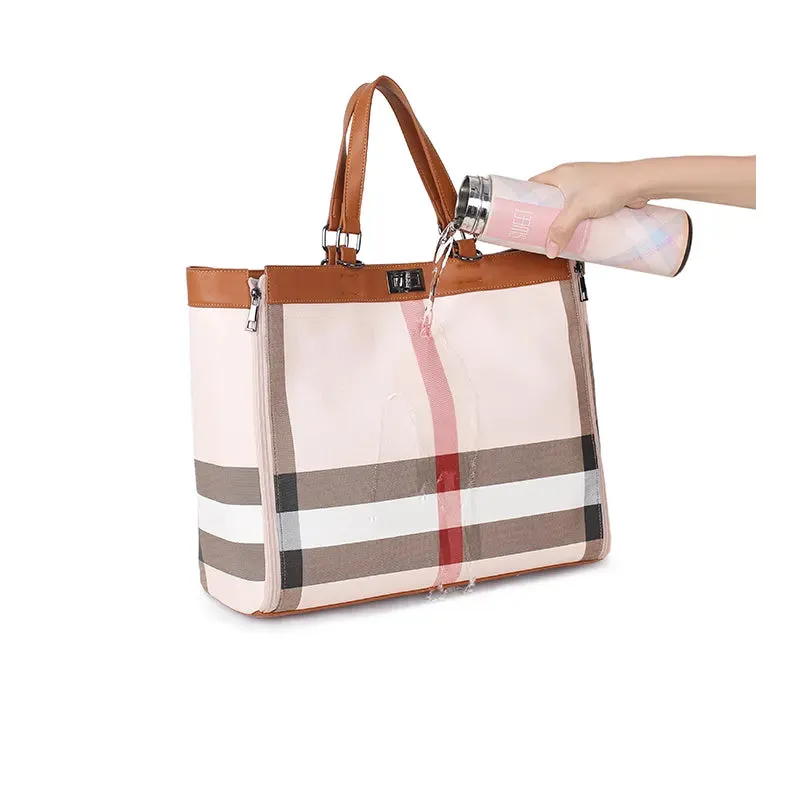 Ginger Striped Easy Travel Handbag Backpack Diaper Bag with Stroller Straps
