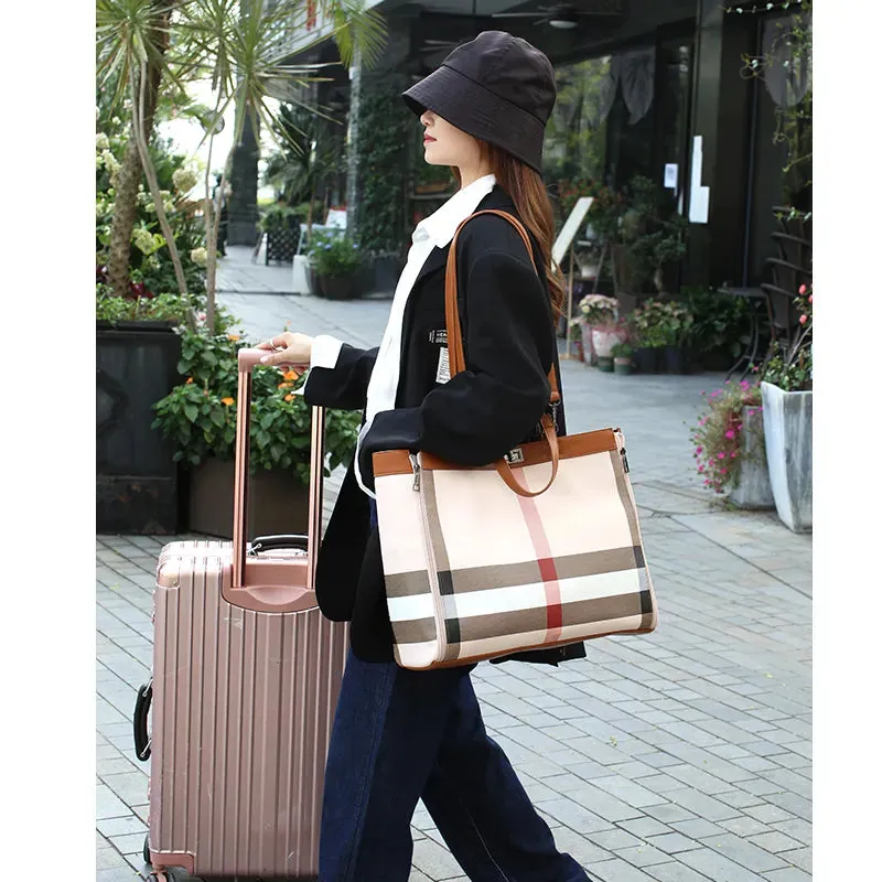 Ginger Striped Easy Travel Handbag Backpack Diaper Bag with Stroller Straps