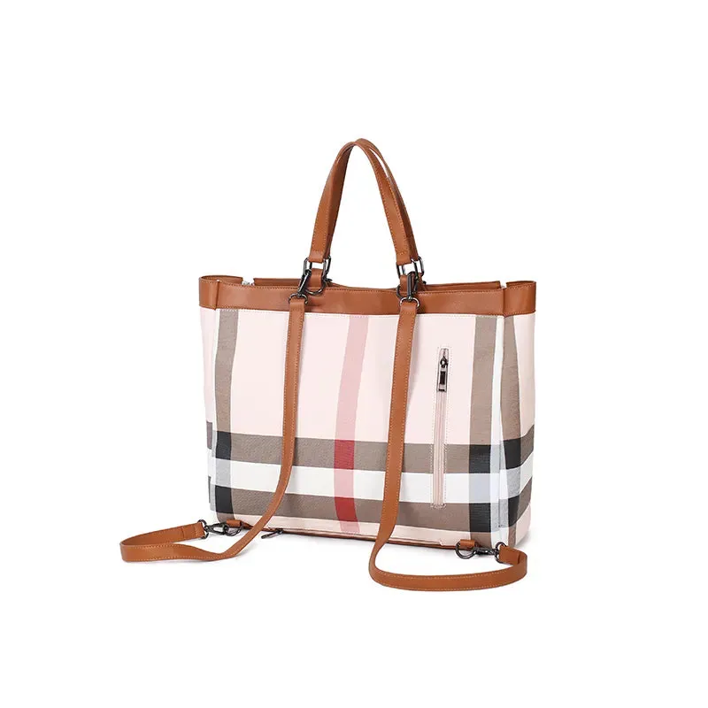 Ginger Striped Easy Travel Handbag Backpack Diaper Bag with Stroller Straps
