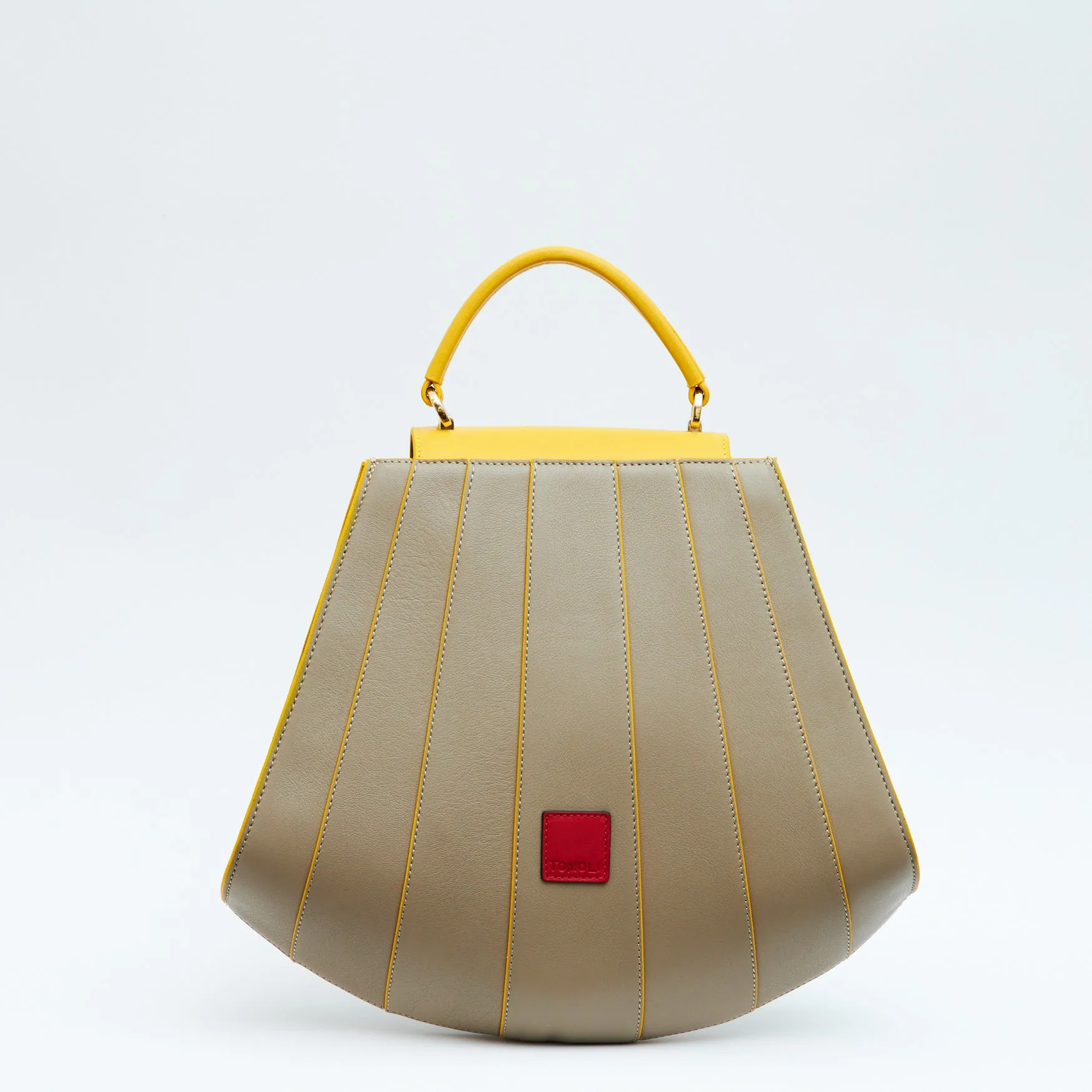 gisel tapered top handle leather handbag - sun stone