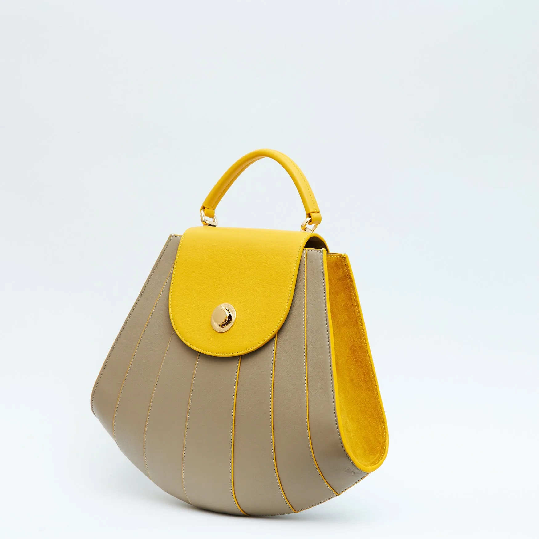 gisel tapered top handle leather handbag - sun stone