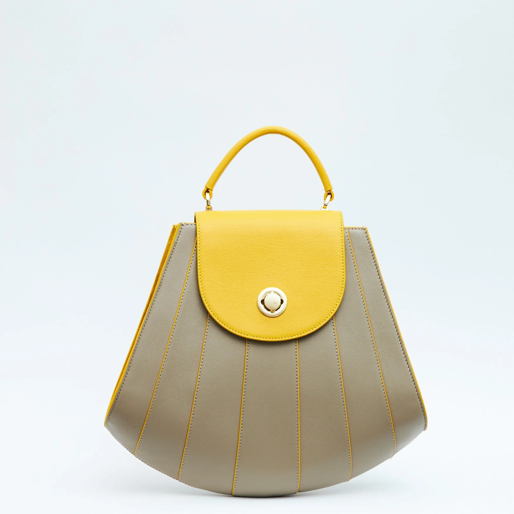 gisel tapered top handle leather handbag - sun stone