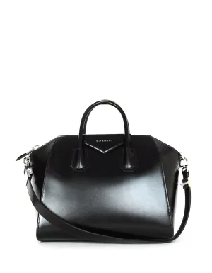 Givenchy Black Shiny Lord Calfskin Leather Medium Antigona Bag