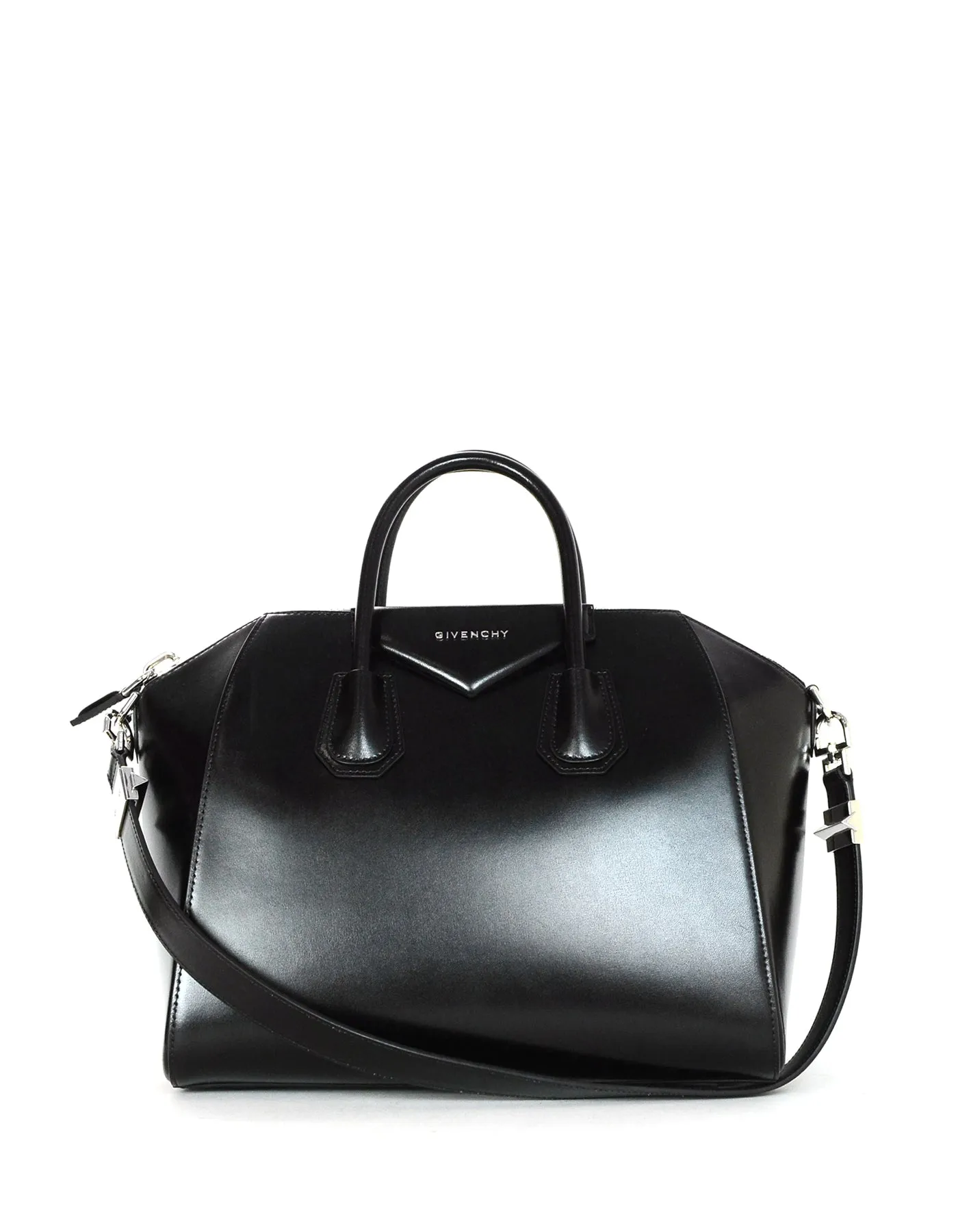 Givenchy Black Shiny Lord Calfskin Leather Medium Antigona Bag