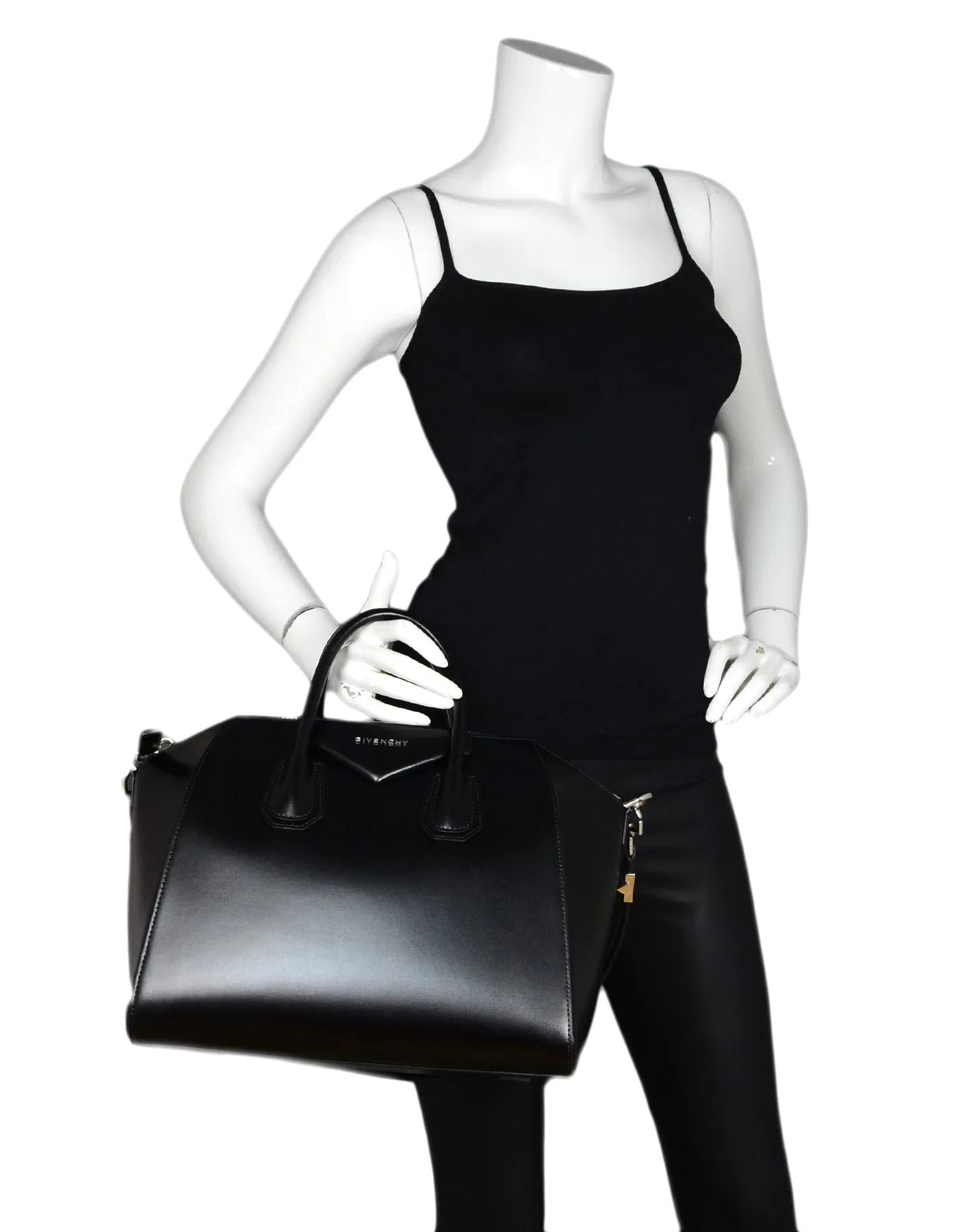 Givenchy Black Shiny Lord Calfskin Leather Medium Antigona Bag