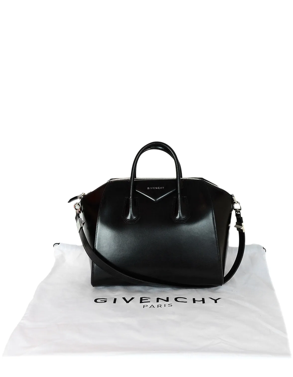 Givenchy Black Shiny Lord Calfskin Leather Medium Antigona Bag