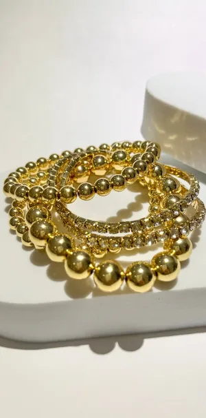 Glittering Impulse Gold Five-Piece Bracelet Set