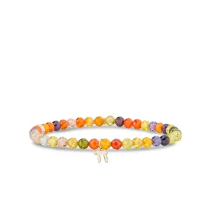 Gold & Enamel Tiny Chai on Multicolor Zircon