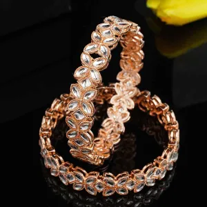 Gold Crystal Leaf Bangle Set