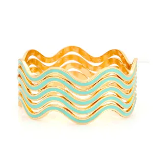 GOLD MINT ENANMEL BRACELETS SET OF 5 PCS  #SA-Q46 (AE3)