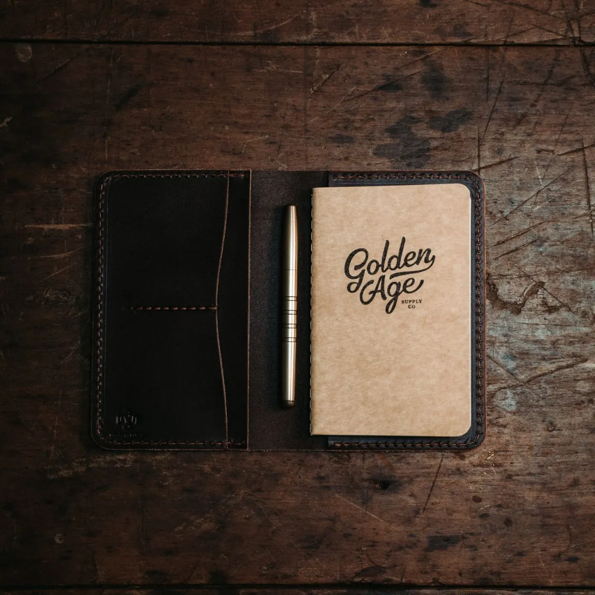 Golden Age Supply Genuine Leather Notebook & Wallet - Dark Brown