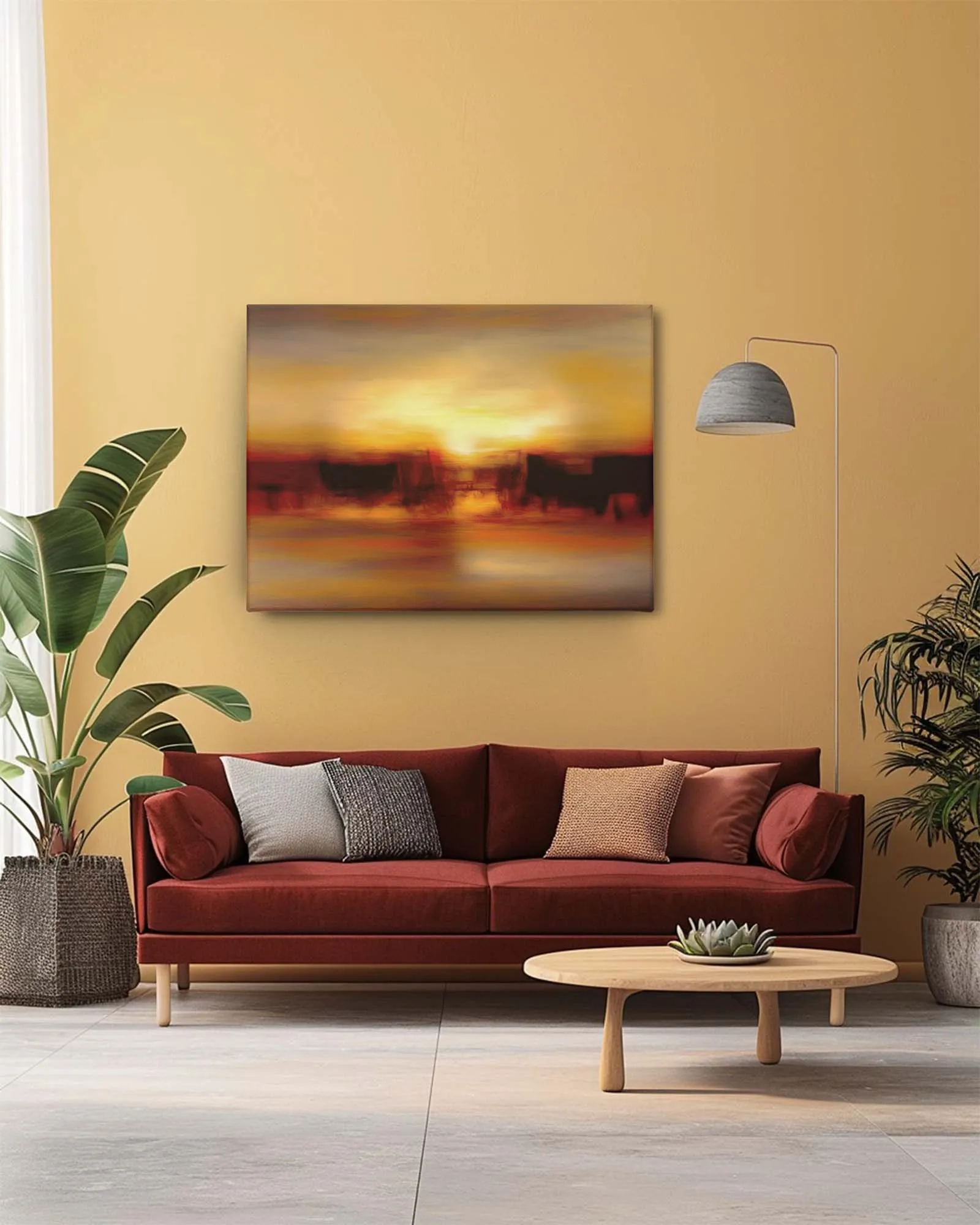Golden horizon haze canvas art