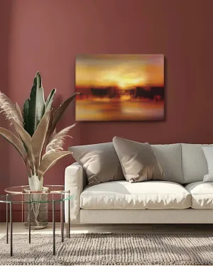 Golden horizon haze canvas art