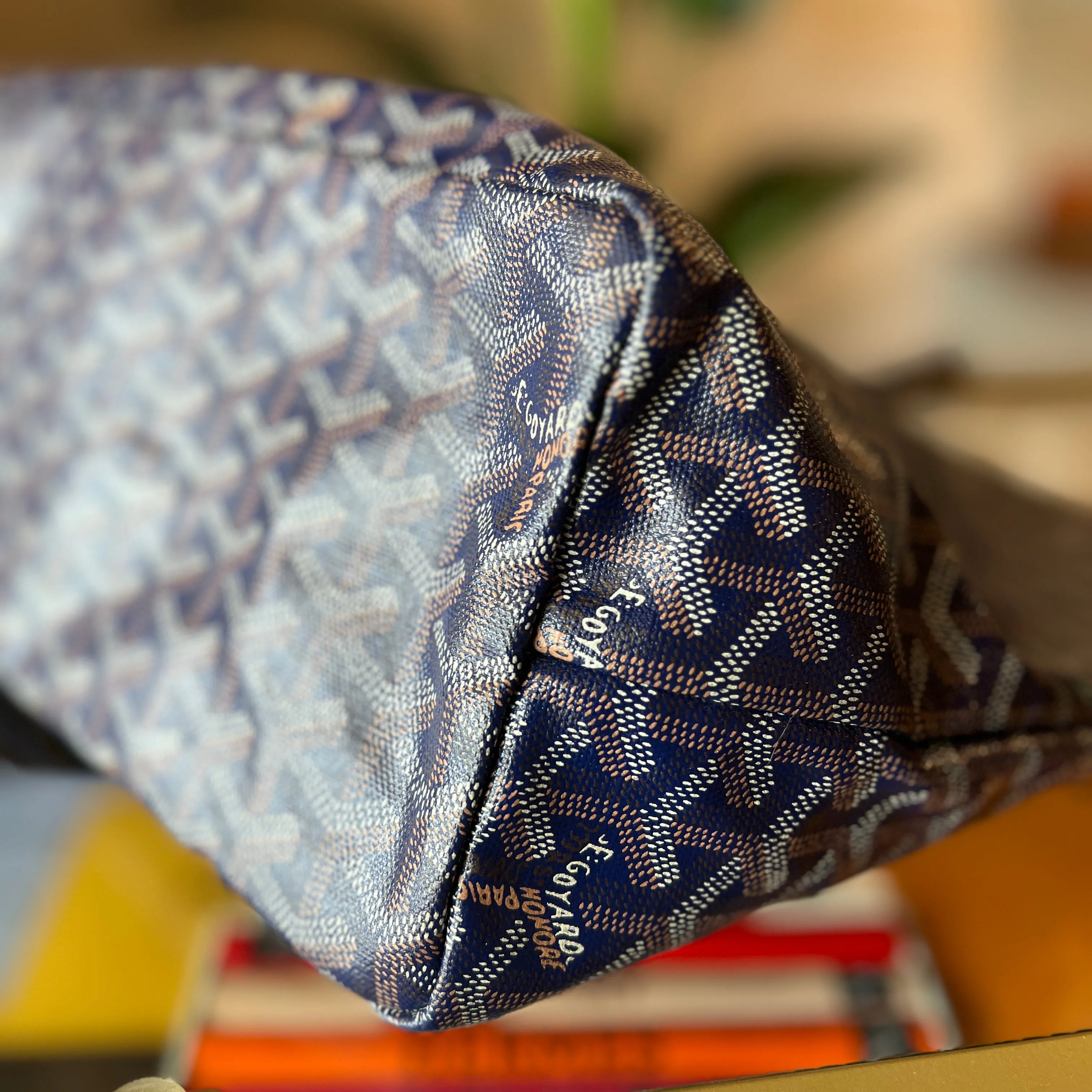 GOYARD Navy Blue Saint Louis PM Tote Bag