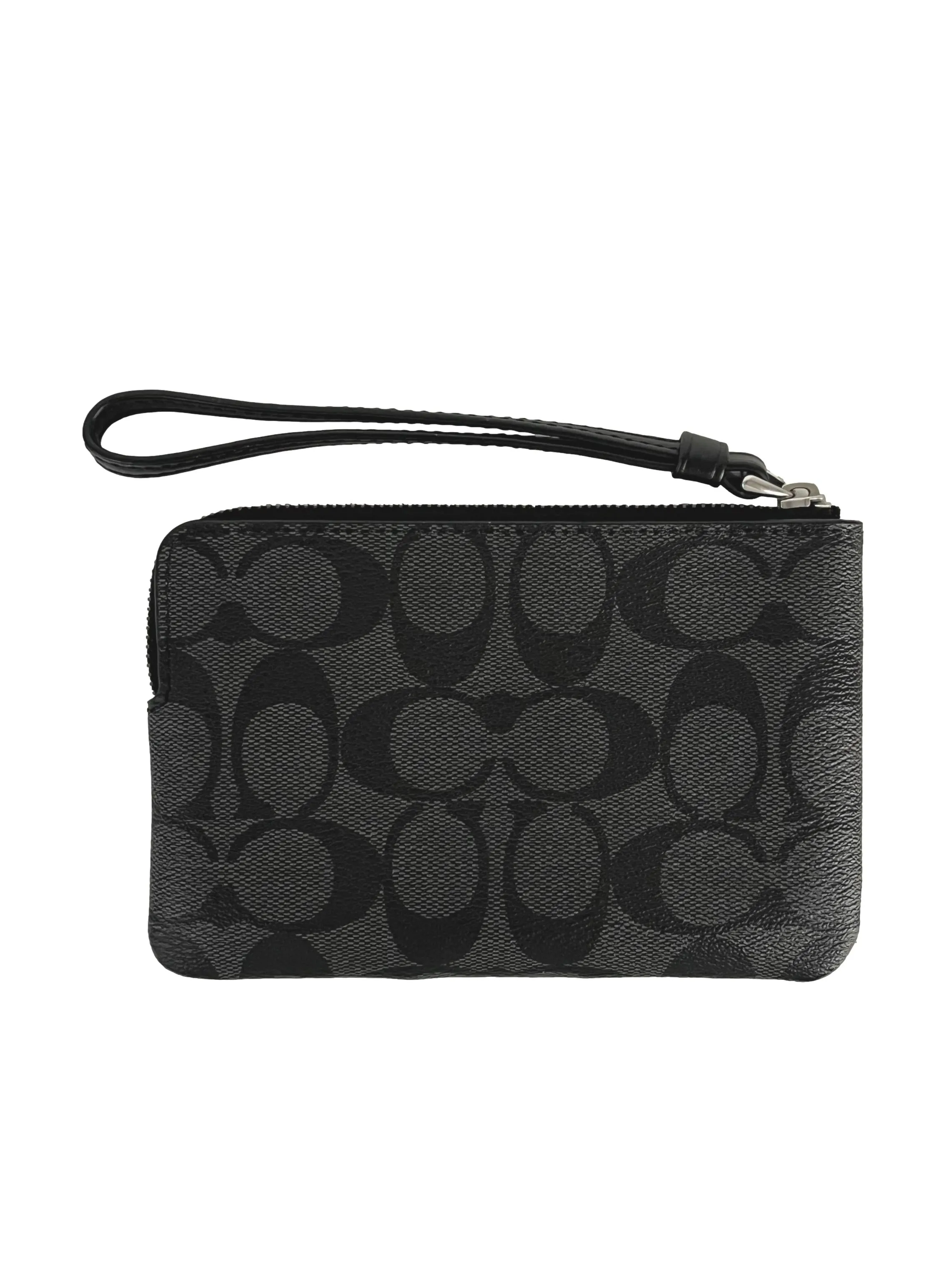 Graphite Black Canvas Corner Zip Wristlet