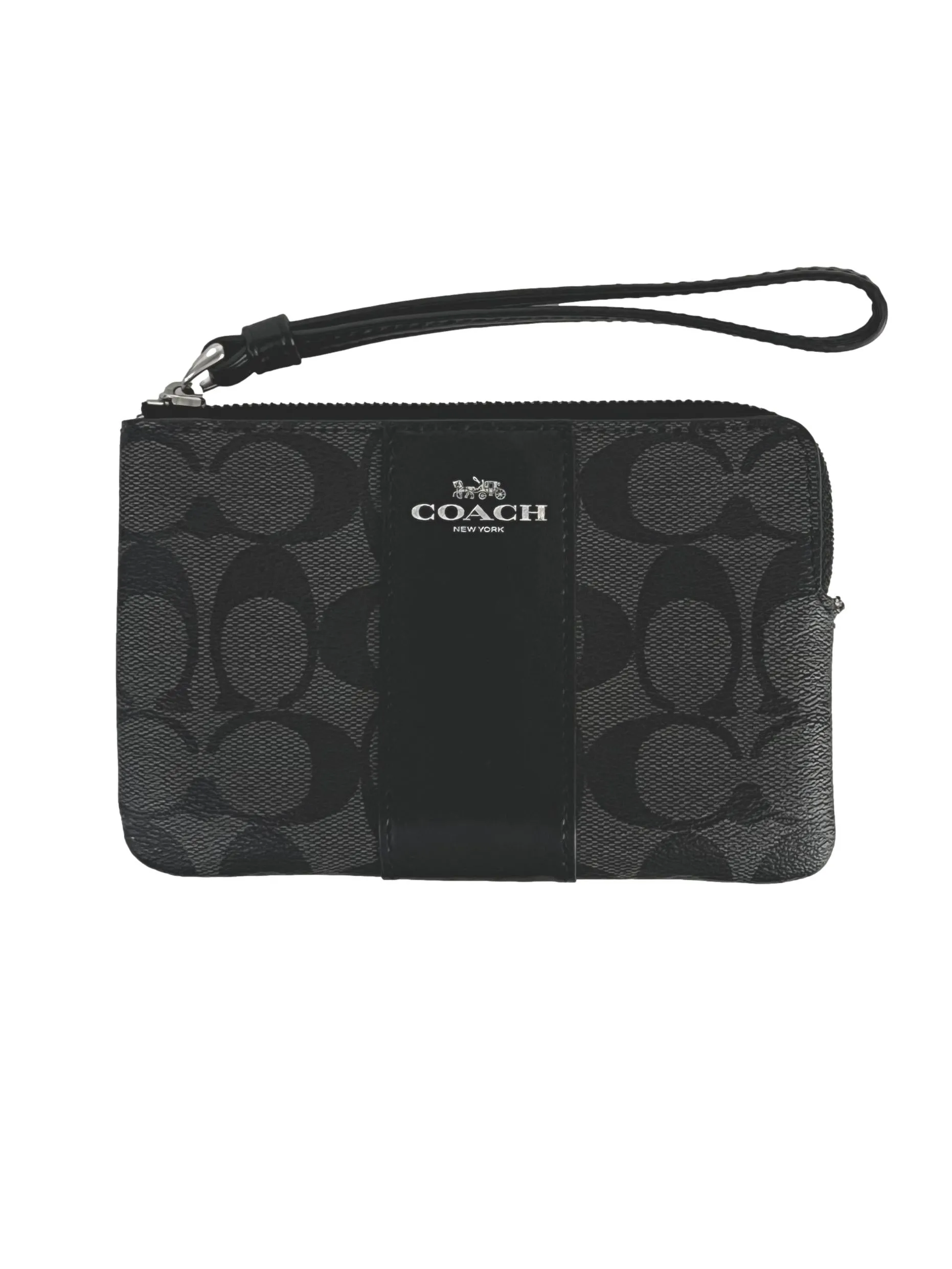 Graphite Black Canvas Corner Zip Wristlet