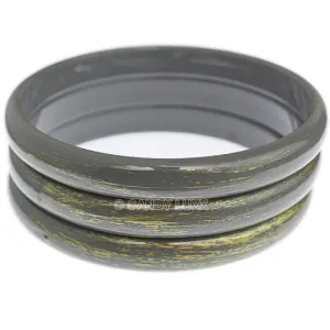 Gray 3-Piece Gold Brush Stacked Bracelets