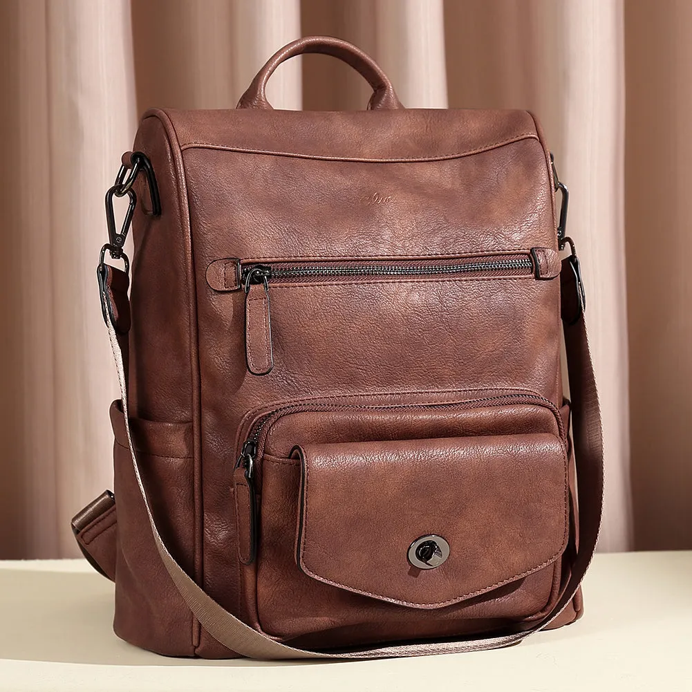 Greene Anti-Theft Vegan Leather Laptop Backpack Women's