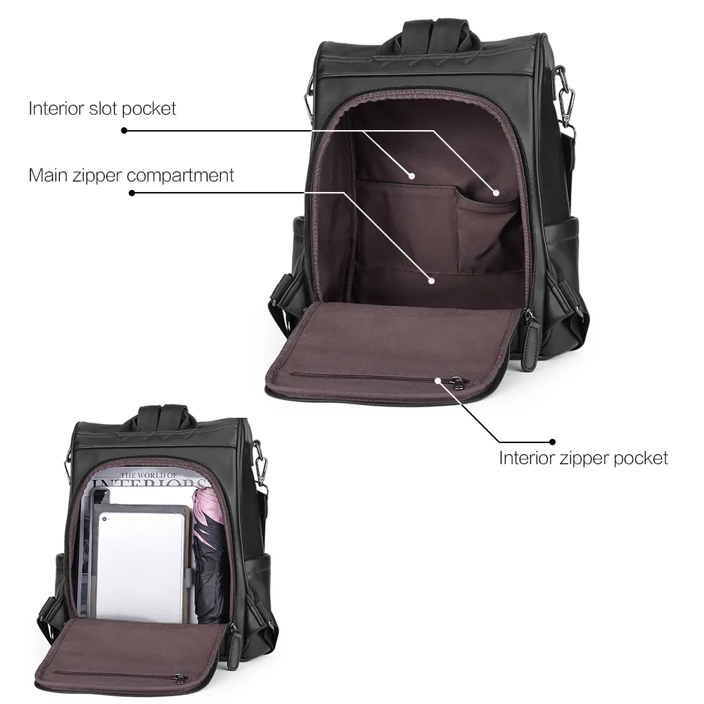 Greene Anti-Theft Vegan Leather Laptop Backpack Women's