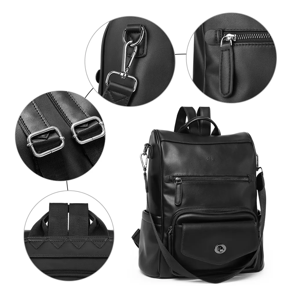 Greene Anti-Theft Vegan Leather Laptop Backpack Women's