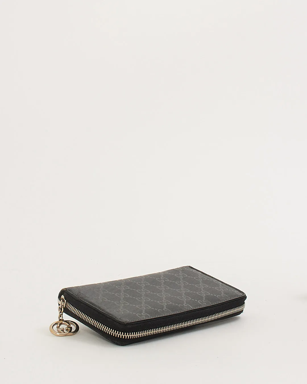 Gucci Black Monogram Imprime Canvas Zipper Long Wallet