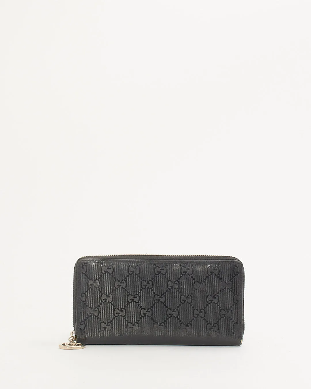 Gucci Black Monogram Imprime Canvas Zipper Long Wallet