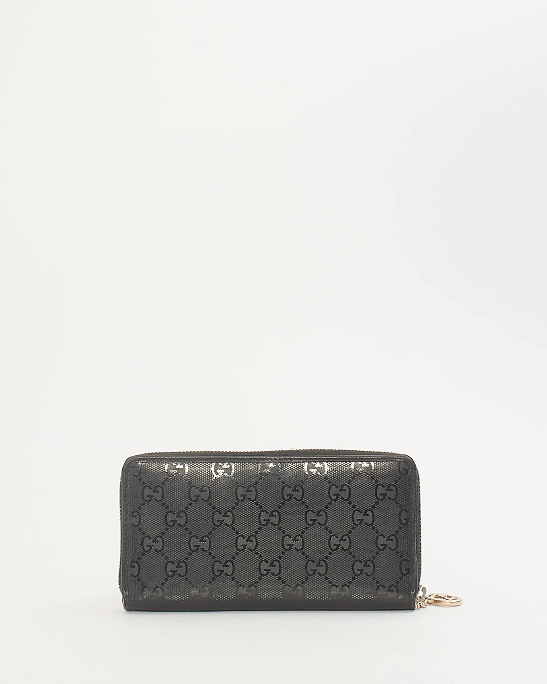Gucci Black Monogram Imprime Canvas Zipper Long Wallet