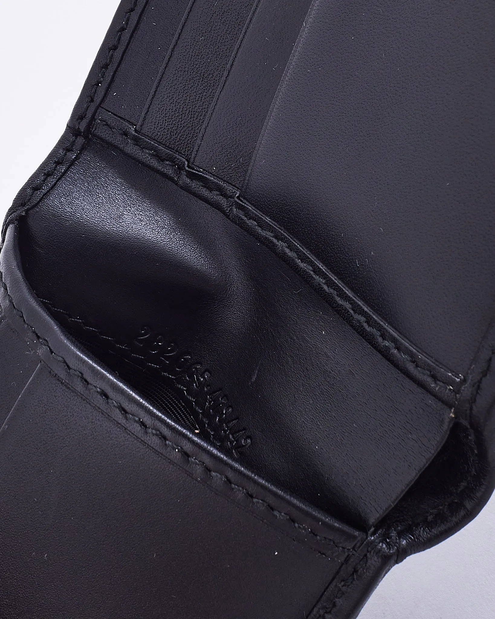 Gucci Black Smooth Leather Studded Interlocking GG Bi Fold Wallet