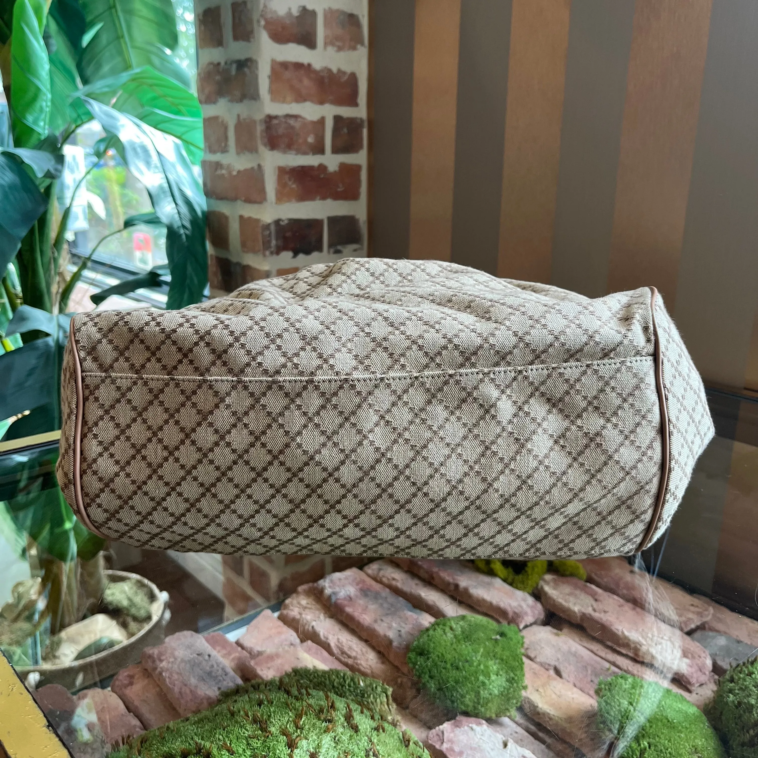 GUCCI Diamante Sukey Medium Beige/Pink Canvas Two Way Bag