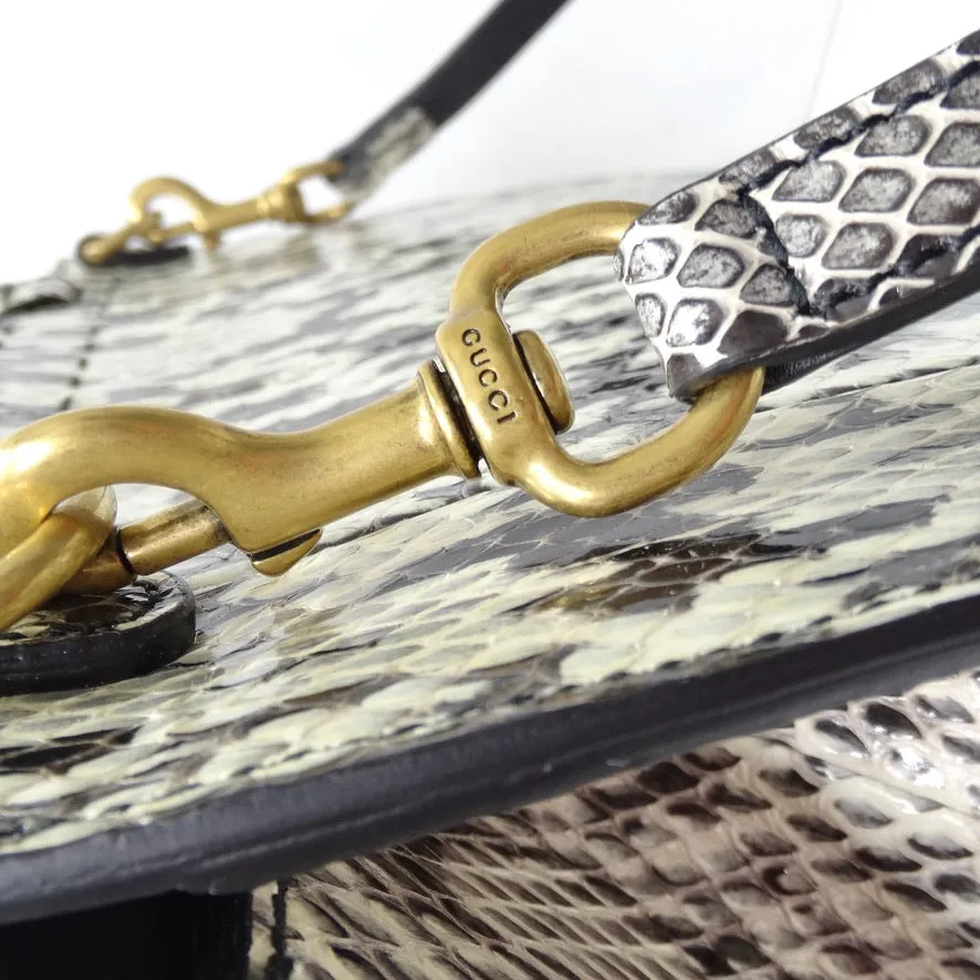 Gucci GG Marmont Small Pearly Snakeskin Top-Handle Satchel Bag
